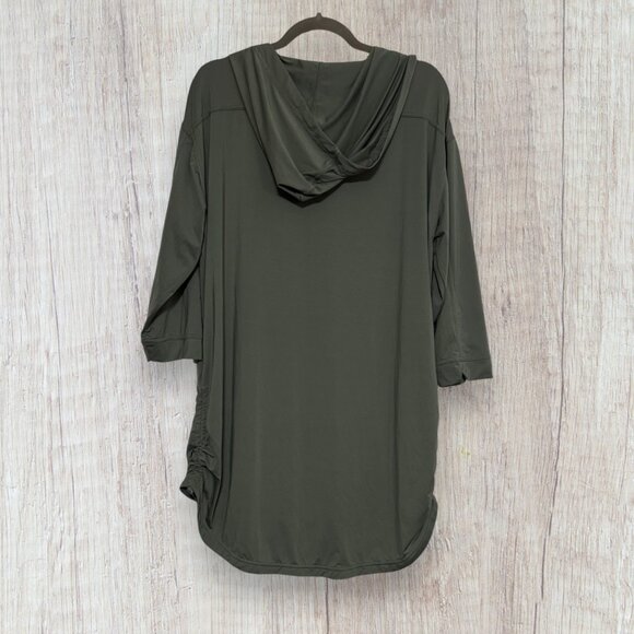 prAna Brittany Hooded Tunic Dress Deep Olive Green Size L - Picture 3 of 6